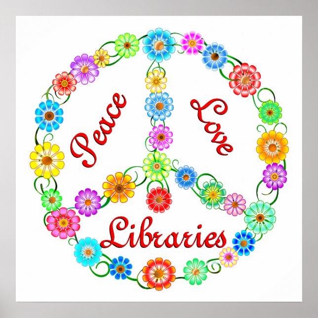 Peace Kärlek Bibliotek Poster (Framsidan)