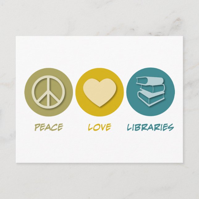Peace Kärlek Bibliotek Vykort (Framsida)
