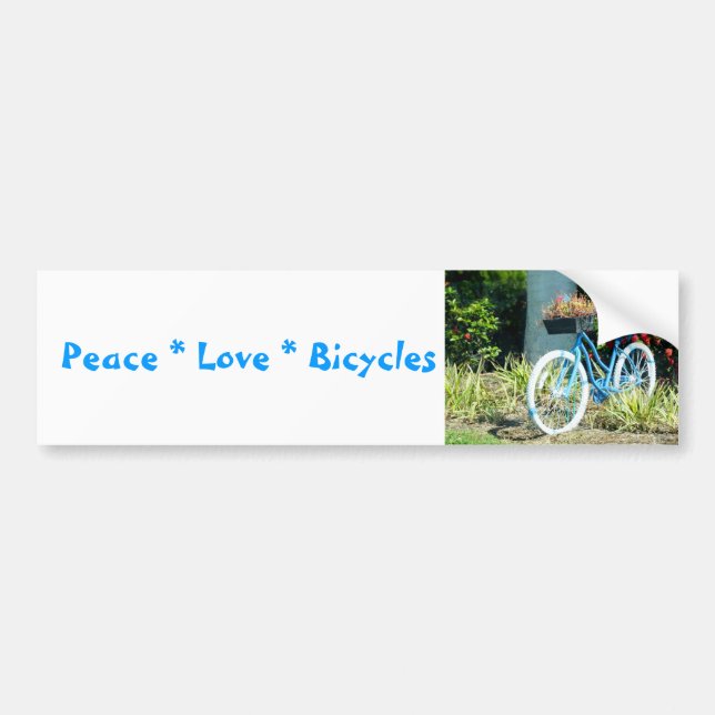 Peace Kärlek Bicycles Bumper Sticker Bildekal (Framsidan)