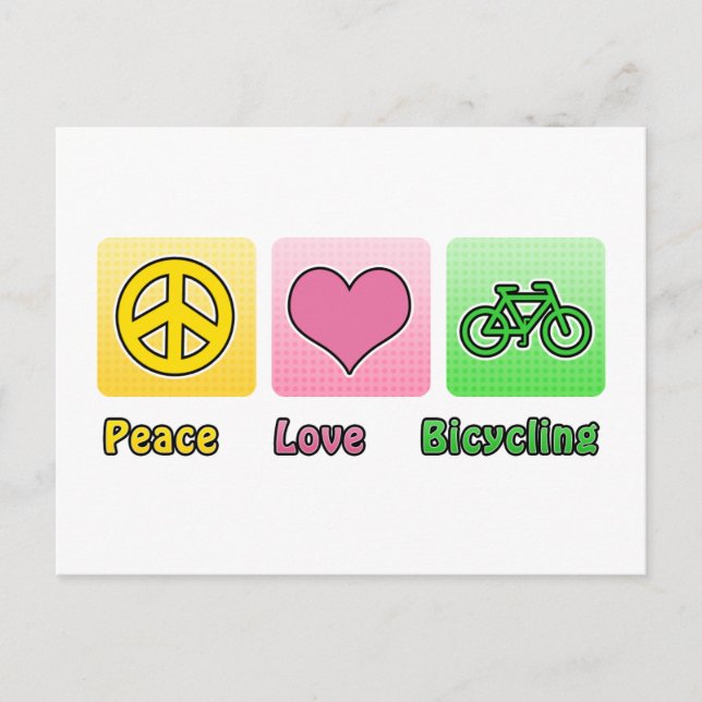 Peace Kärlek Bicycling Vykort (Framsida)