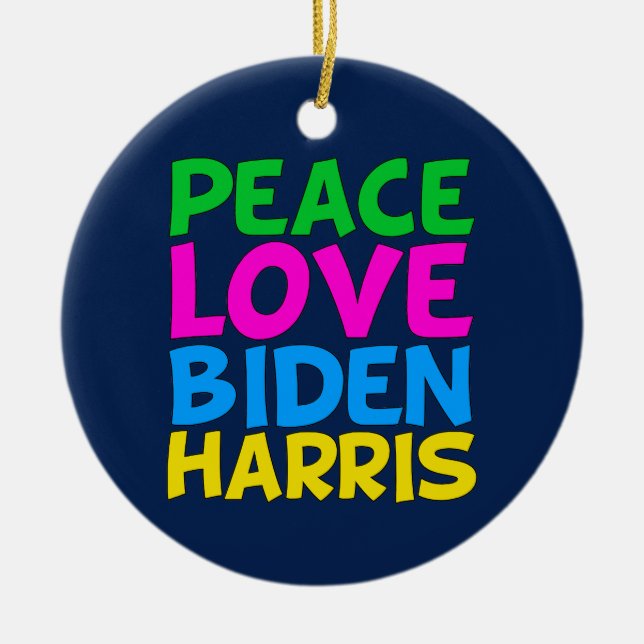 Peace Kärlek Biden Harris Julgransprydnad Keramik (Framsidan)