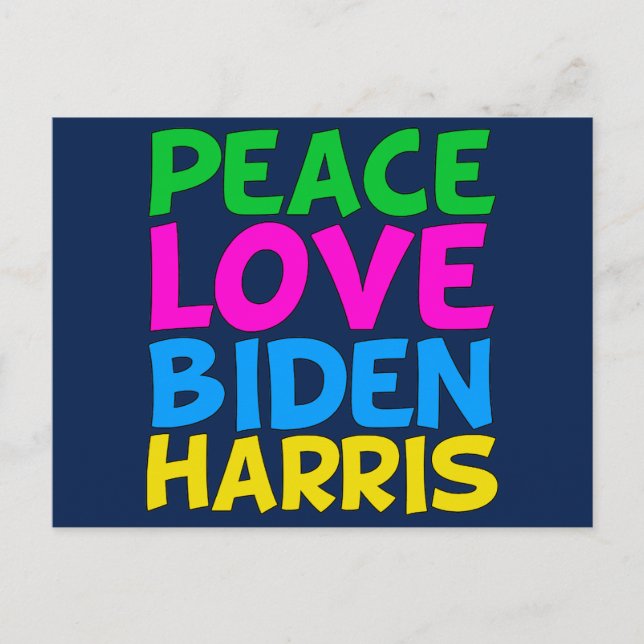 Peace Kärlek Biden Harris Vykort (Framsida)