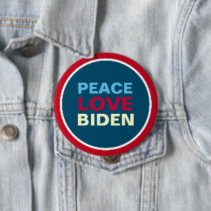 Peace Kärlek BIDEN Rött vitt blått Giant Knapp