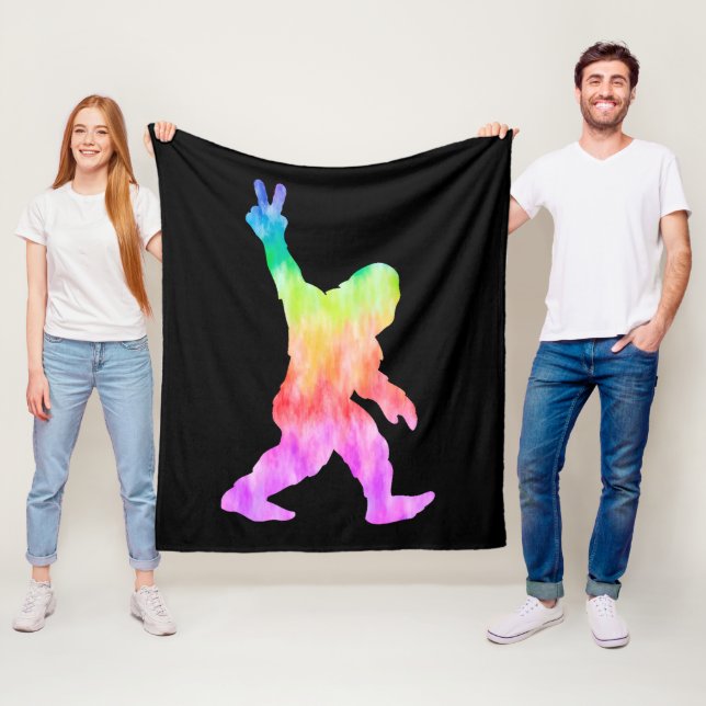 Peace Kärlek Bigfoot Fleecefilt (På plats)