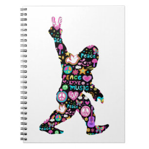Peace Kärlek Bigfoot Hippie Funny Bigfoot Älskare Anteckningsbok