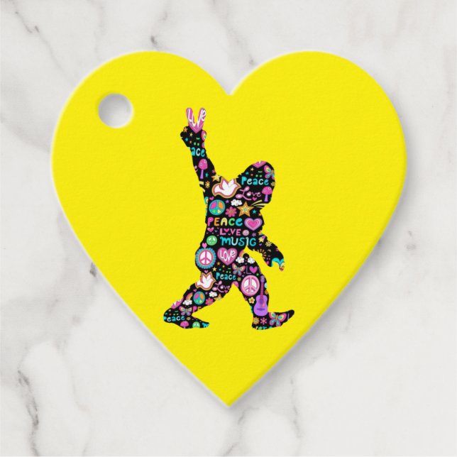 Peace Kärlek Bigfoot Hippie Funny Bigfoot Älskare Gåvor Etiketter (Framsida)