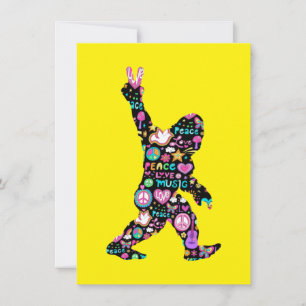Peace Kärlek Bigfoot Hippie Funny Bigfoot Älskare Inbjudningar