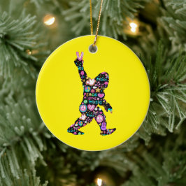 Peace Kärlek Bigfoot Hippie Funny Bigfoot Älskare Julgransprydnad Keramik