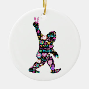 Peace Kärlek Bigfoot Hippie Funny Bigfoot Älskare Julgransprydnad Keramik