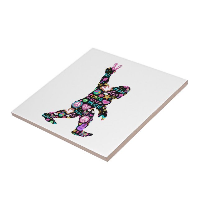 Peace Kärlek Bigfoot Hippie Funny Bigfoot Älskare Kakelplatta (Sidan)