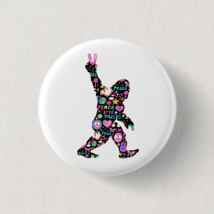 Peace Kärlek Bigfoot Hippie Funny Bigfoot Älskare Knapp