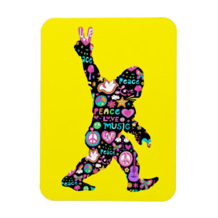 Peace Kärlek Bigfoot Hippie Funny Bigfoot Älskare Magnet
