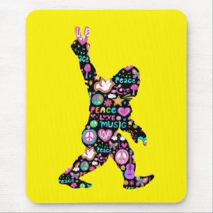 Peace Kärlek Bigfoot Hippie Funny Bigfoot Älskare Musmatta