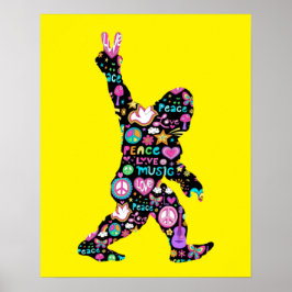 Peace Kärlek Bigfoot Hippie Funny Bigfoot Älskare Poster