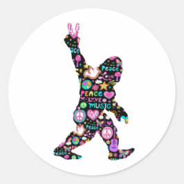 Peace Kärlek Bigfoot Hippie Funny Bigfoot Älskare Runt Klistermärke