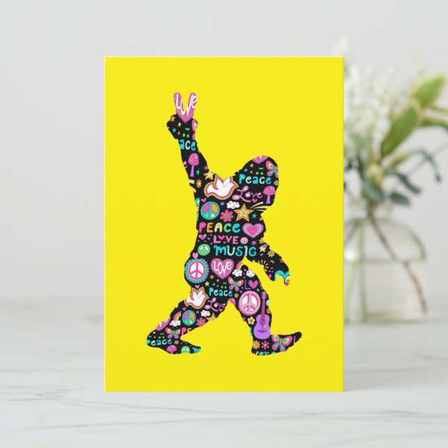 Peace Kärlek Bigfoot Hippie Funny Bigfoot Älskare Spara Datumet (Stående Fram)