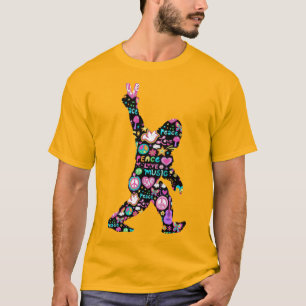Peace Kärlek Bigfoot Hippie Funny Bigfoot Älskare T Shirt