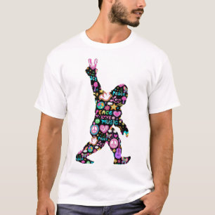Peace Kärlek Bigfoot Hippie Funny Bigfoot Älskare T Shirt