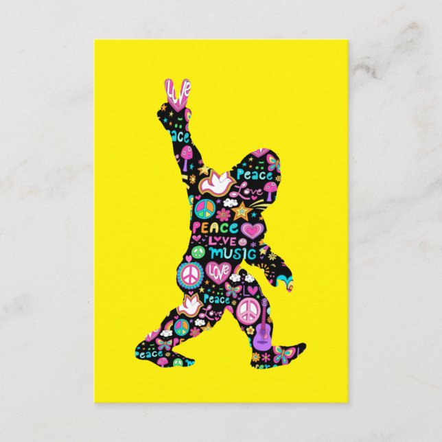 Peace Kärlek Bigfoot Hippie Funny Bigfoot Älskare Tilläggskort (Framsida)