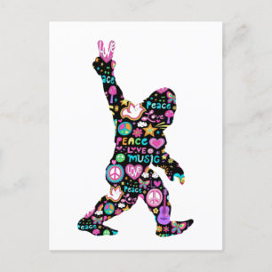 Peace Kärlek Bigfoot Hippie Funny Bigfoot Älskare Vykort