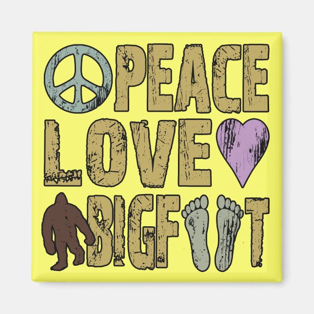 Peace Kärlek Bigfoot Magnet (Framsidan)