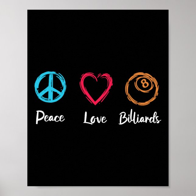 Peace Kärlek Billiards Poster (Framsidan)