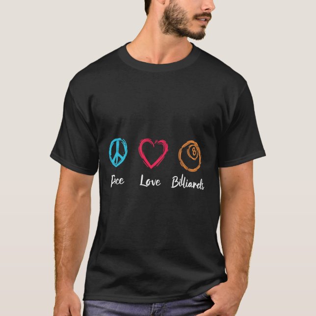 Peace Kärlek Billiards T Shirt (Framsida)