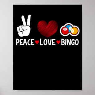 Peace Kärlek Bingo Funny Lucky Gambling Poster