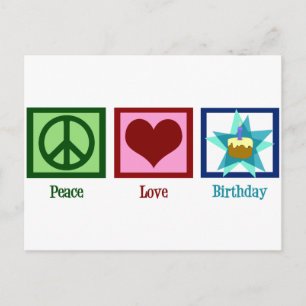 Peace Kärlek Birthday Vykort