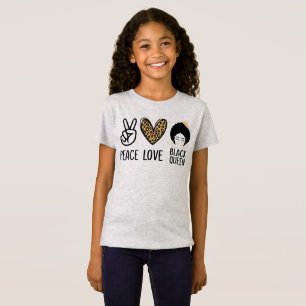 Peace Kärlek Black Queen Leopard Black Women & Gir T Shirt