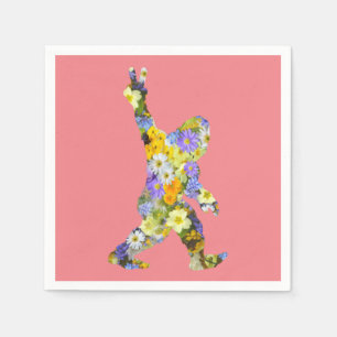 Peace Kärlek Blommigt Bigfoot Pappersservett