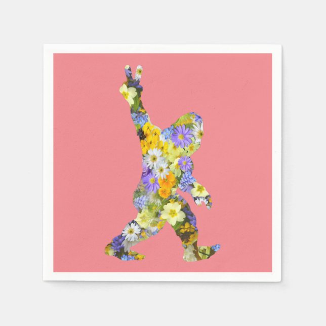 Peace Kärlek Blommigt Bigfoot Pappersservett (Framsidan)