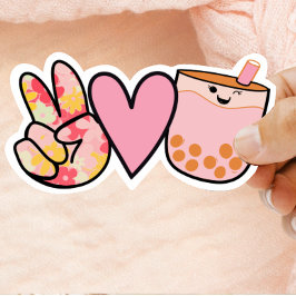 Peace Kärlek Boba Bubble Tea Cute och Funny Klistermärken