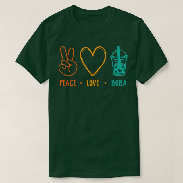 Peace Kärlek Boba Graphic Tea Älskare Tea Drinker  T Shirt (Design framsida)