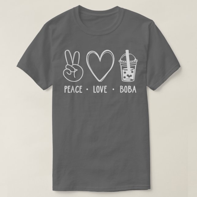 Peace Kärlek Boba Graphic Tea Älskare Tea Drinker  T Shirt (Design framsida)