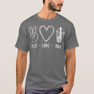 Peace Kärlek Boba Graphic Tea Älskare Tea Drinker T Shirt