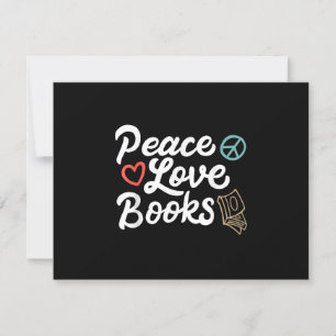 Peace Kärlek Bokar Geeky & Cute Reading OSA Kort