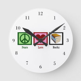Peace Kärlek Bokar Rund Klocka