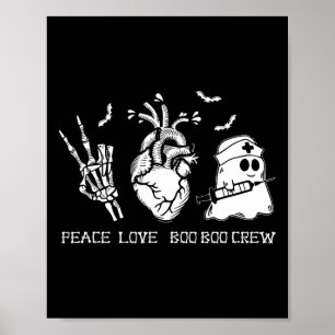 Peace Kärlek Boo Boo Crew Lazy Halloween Costume N Poster