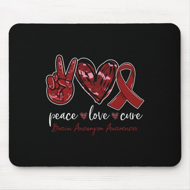 Peace kärlek botar Brain Aneurysm Awareness Månad Musmatta (Framsidan)