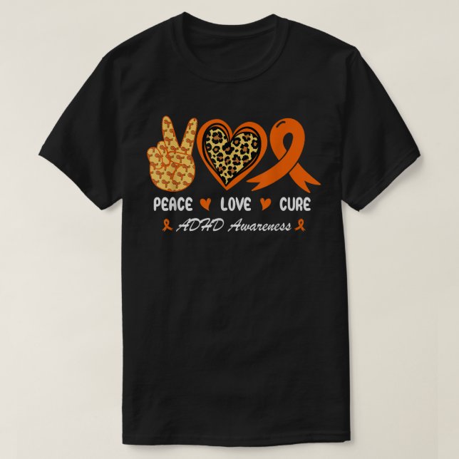 Peace kärlek botar den nationella ADHD-medvetenhet T Shirt (Design framsida)
