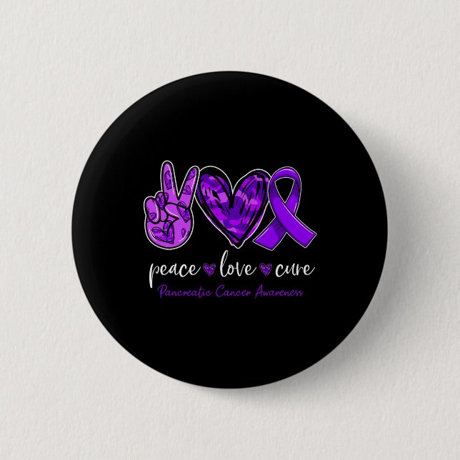 Peace kärlek botar Pancreatic Cancer Awareness Mån Knapp (Framsida)