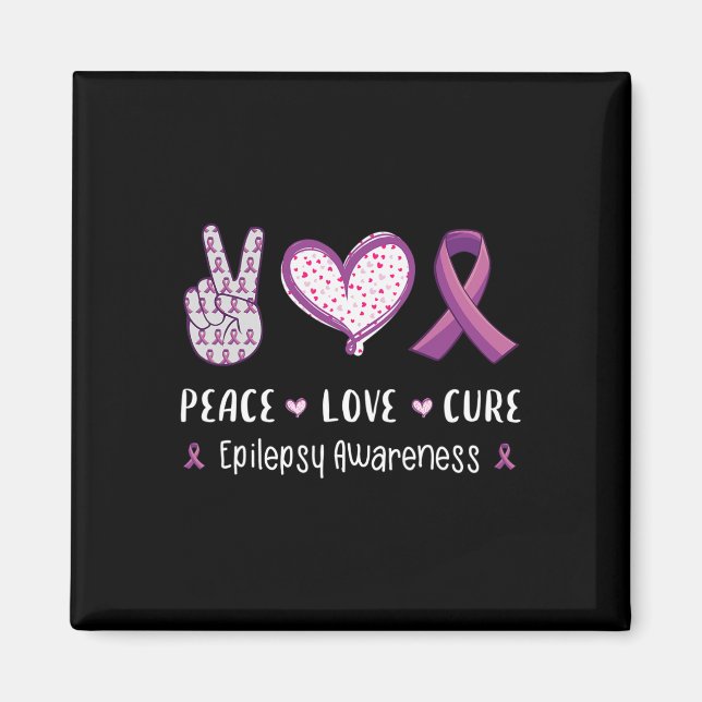 Peace Kärlek botemedel Epilepsi Medvetenhet manar  Magnet (Framsidan)