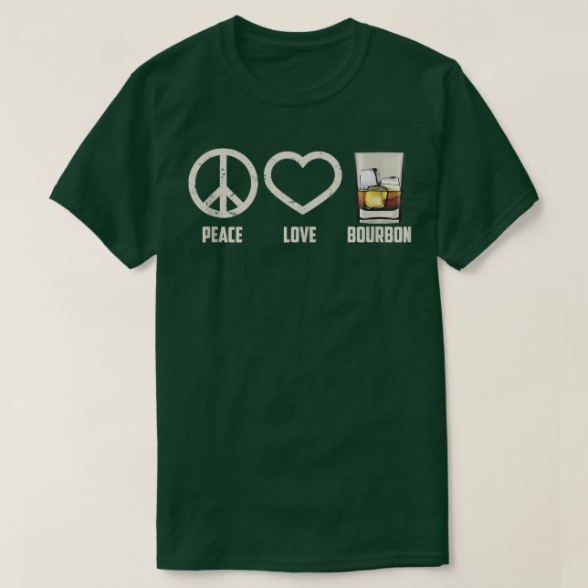 Peace Kärlek Bourbon Art Coola Whiskey Drinkers Ga T Shirt (Design framsida)