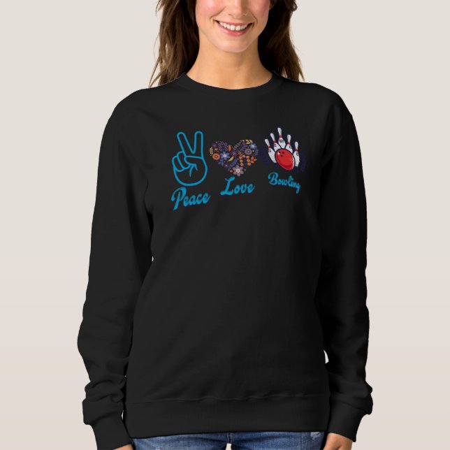 Peace Kärlek Bowling Bowlareare T Shirt (Framsida)
