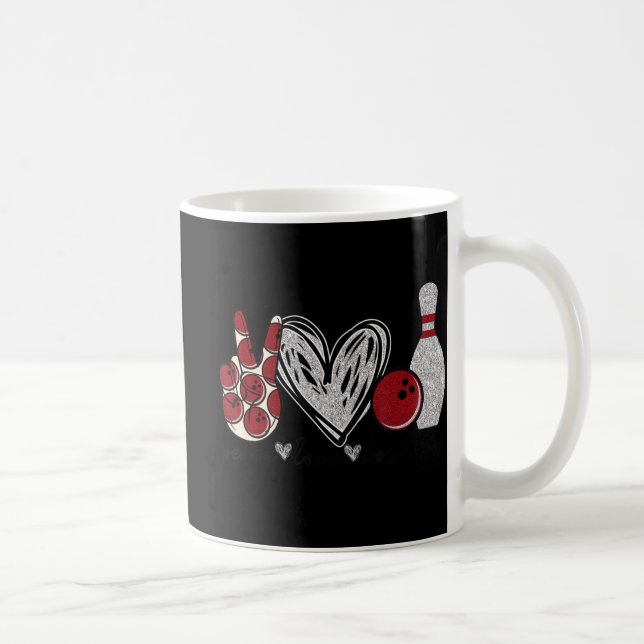 Peace Kärlek Bowling Roligt Bowling Älskare Gift Kaffemugg (Höger)