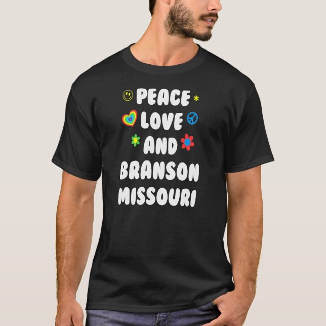 Peace Kärlek Branson Missouri Patriotic Mo Patriot T Shirt (Framsida)