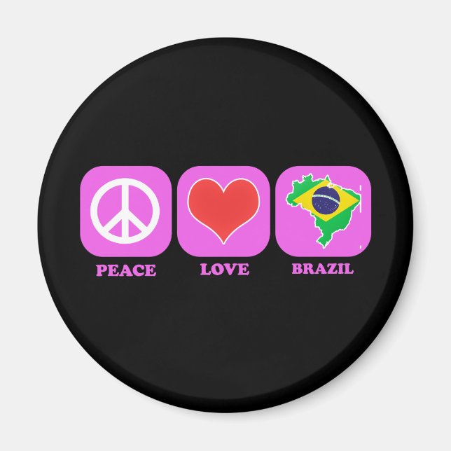 Peace Kärlek Brasilien Magnet (Framsidan)