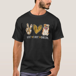 Peace Kärlek Bulldog Pappa Alltid Hund T Shirt