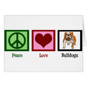 Peace Kärlek Bullhund Hälsningskort